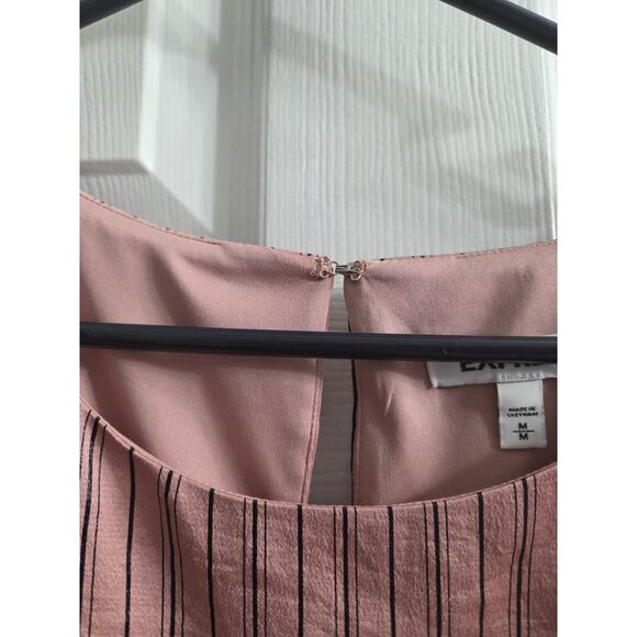 Express Mini Striped Satin Sheath Dress Mauve Pink Wrap Dress peek a boo Back M - Picture 7 of 8